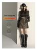 Spicy Maillard Coffee PU Leather Mini Skirt - Sexy, Versatile, Anti-Exposure, Hip-Hugging A-Line for Autumn/Winter
