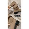Cowhide Version~ Fold Two Pairs of Boots Pleated Thick Heel Western Boots Desert High Elastic Boots Women's Stacking Boots