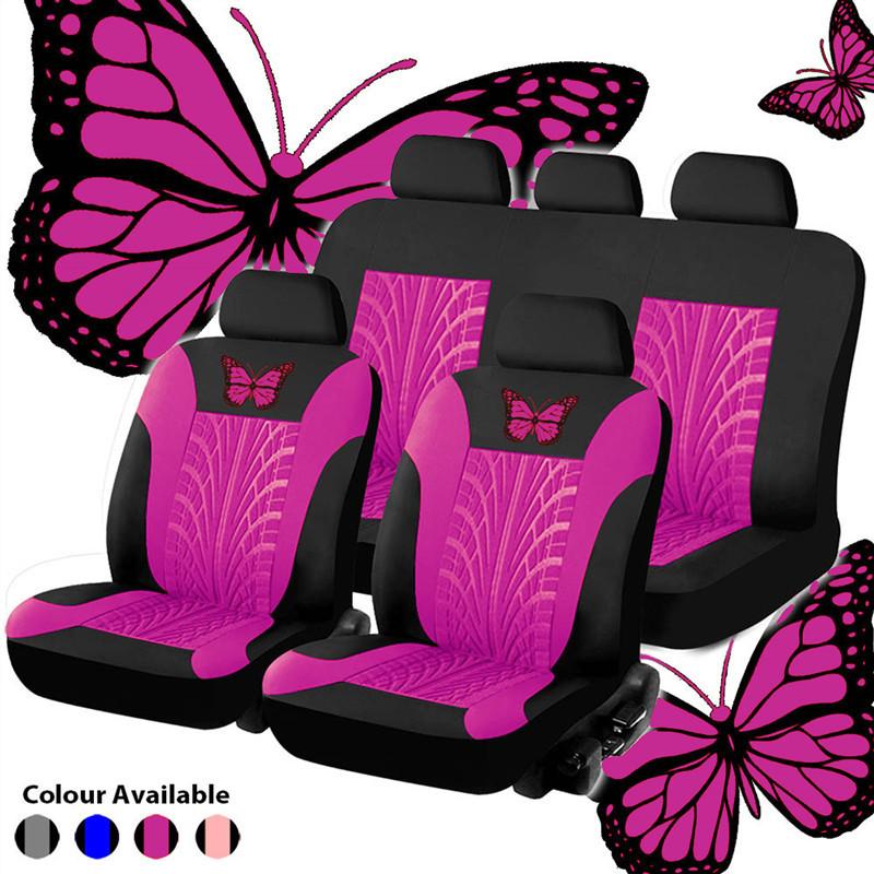 Juego de fundas para asientos de coche, de tela de poliéster, universales, se adaptan a la mayoría de los coches, protectores para asientos de coche