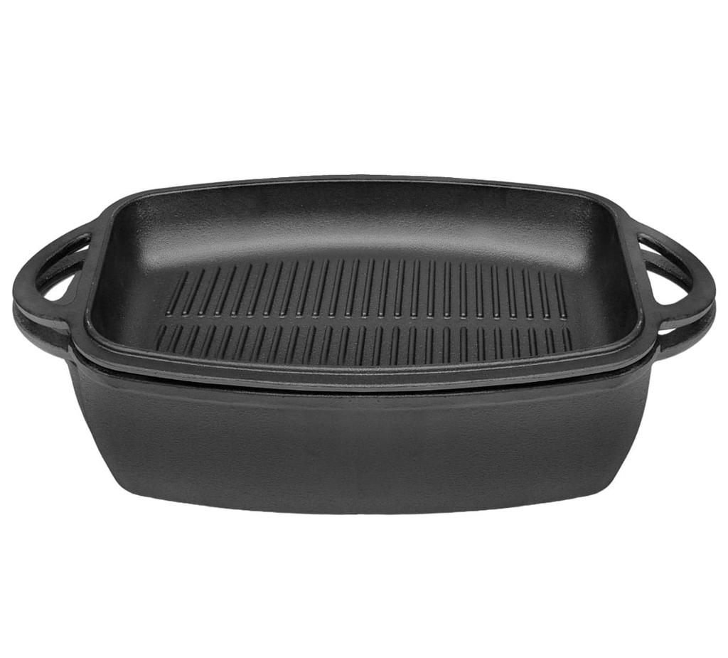 Brytfanna Żeliwna Z Patelnią Grill 3.8L 31cm KRISBERG KS-2570