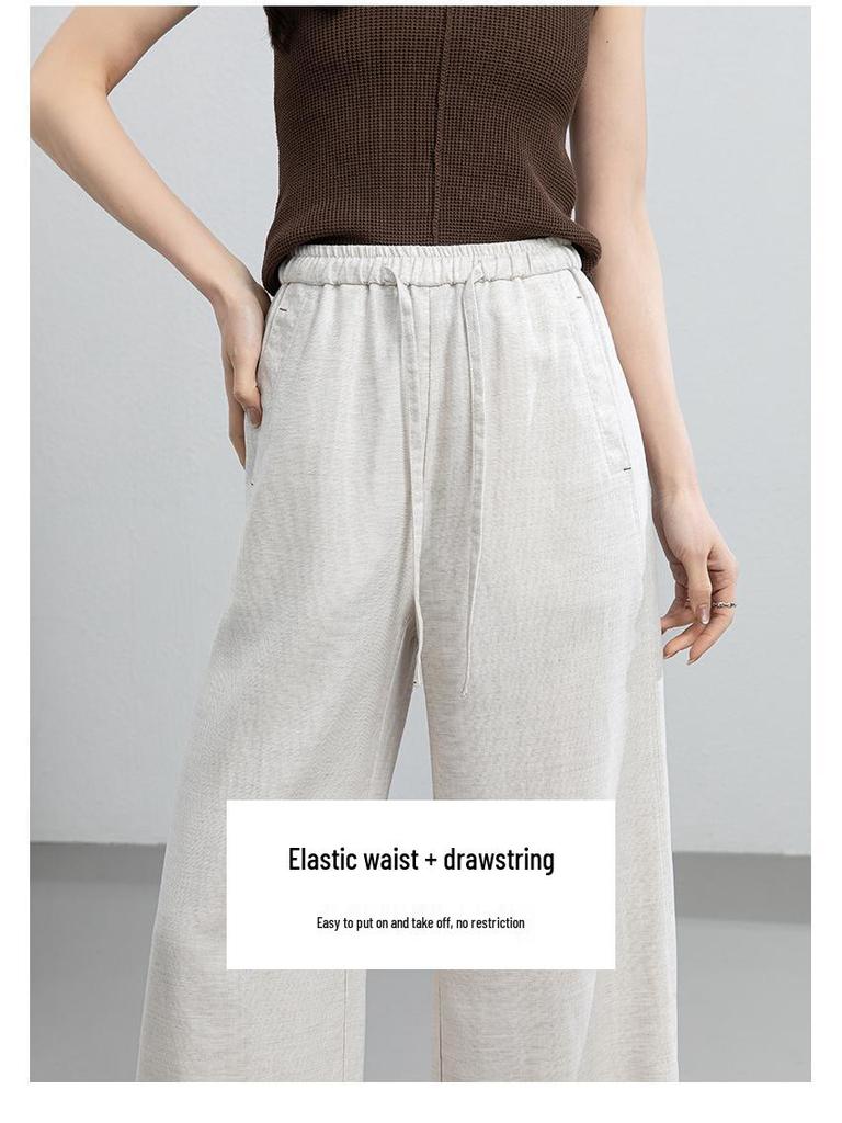 Yifeilaicer Women's Linen Wide-Leg Summer Pants - 2026 Ice Silk Casual Drape