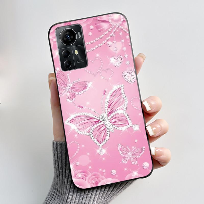 Für ZTE Blade A72S A7050 Hülle Für ZTE Blade V41 Smart Cover Luxus Mode Schmetterling Blume Silikon Weich Schwarz TPU Stoßfänger Schale