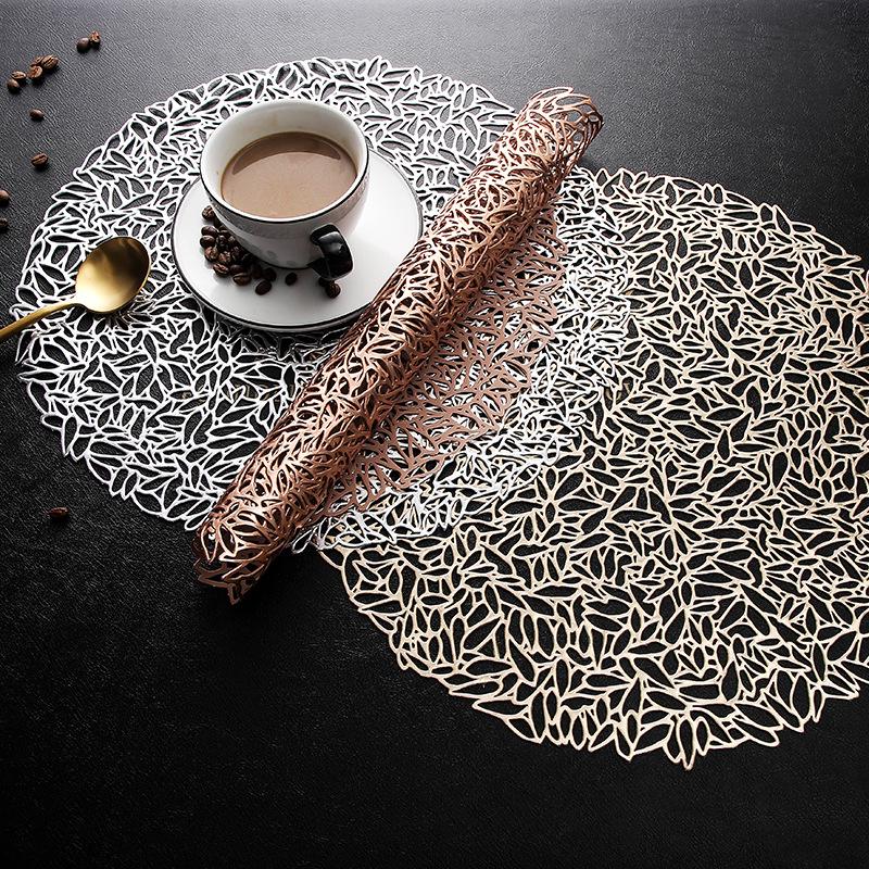 Creative Heat-Insulating PVC Cutout Placemat & Coaster for Restaurant or Room Decoration with Hot Stamping