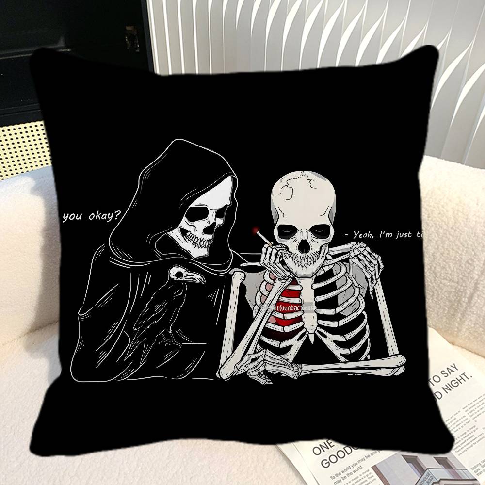 Simple Skull Love Married In Love Pillow Case Square Pillow Bedroom Sofa Leisure Comfort Cushion Car Home Decoration