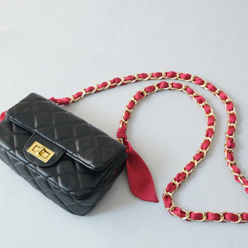 New Fashion Spring Woman Handbag Accessory Chains Detachable Long Cross Body Solid Cute Silk Strap Women Luxury Chain Bag Handles