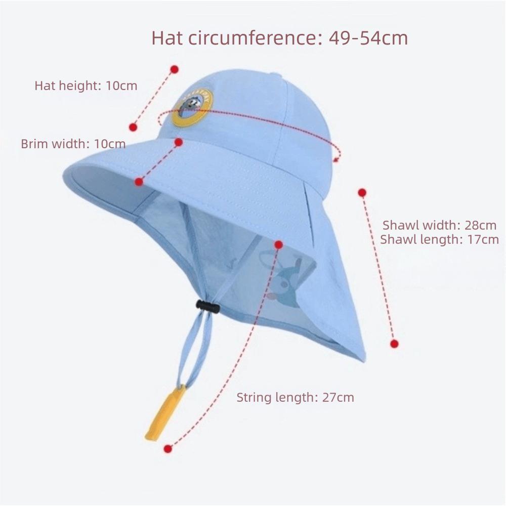 Cute Big Brim Children's Sun Hat Extended Shawl Foldable Sunscreen Hat UV Resistant Thin Sunshade Hat Summer