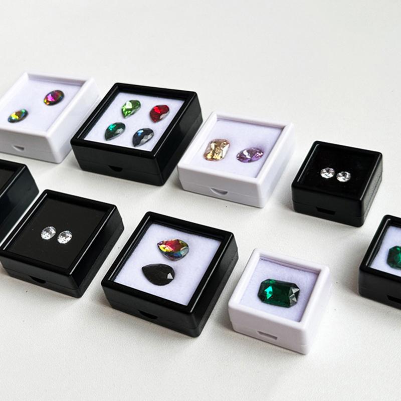 New 10Pcs Diamond Jewelry Organizer Gems Packaging Box DIY Disamond Ring Jewllery Case 2CM Gemstone Zirconia Gift Display Box