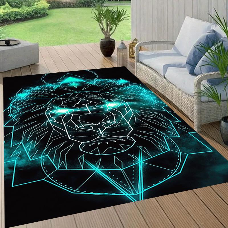 1pc Cool lion Print, Design Area Rug - Soft, Anti-Slip, and Durable Gaming Room Decor for Bedroom, Living Room