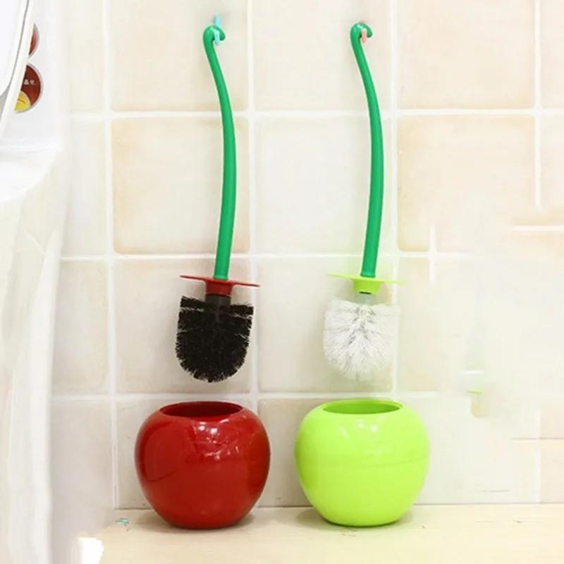 Cherry Toilet Brush Set Plastic Toilet Cleaning Brush Toilet Brush Plastic Daily Necessities Seal Design Radiant Handle FreeShip