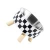 Stainless Steel Elevated Pet Bowl With Non Slip Base Checkered Design For Dogs Cats Durable Anti Corrosion Easy Clean Modern Home Decor