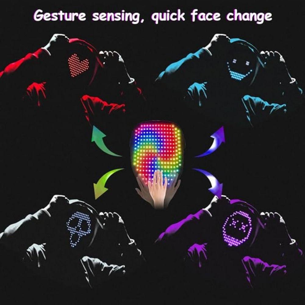 LED Lighted Halloween LED Mask Change Face Sensing Face Masks Comfortable Light Up Mask Unisex