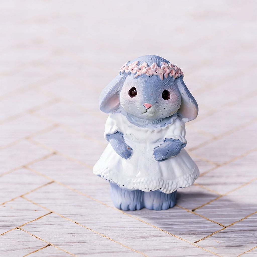 Miniature Rabbit Figurines Mini Easters Bunnies Fairys Garden Miniature Ornament for Dollhouses Cake Toppers Decors