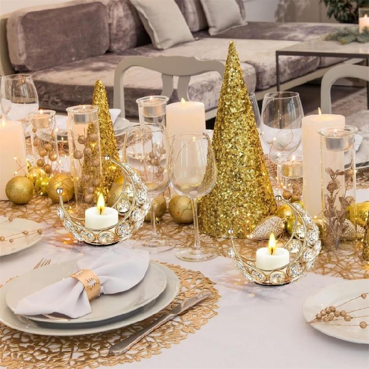 Individualized Metal Moon Shape Candle Holder Collection for Dinning Table Date