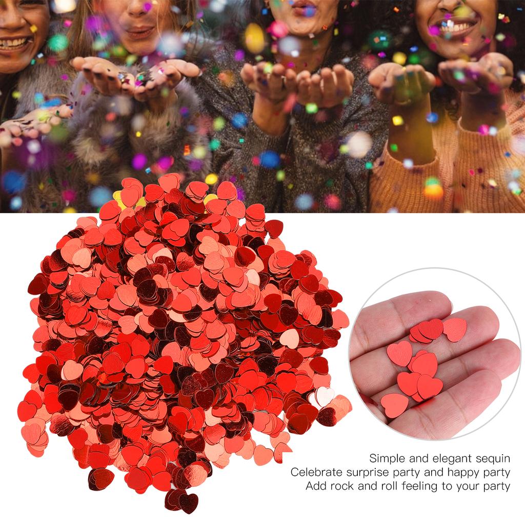 3000Pcs HrtShaped Confetti Wedding Valentine's Day Sequins Sprinkle Part Decoration Supplies(Red )
