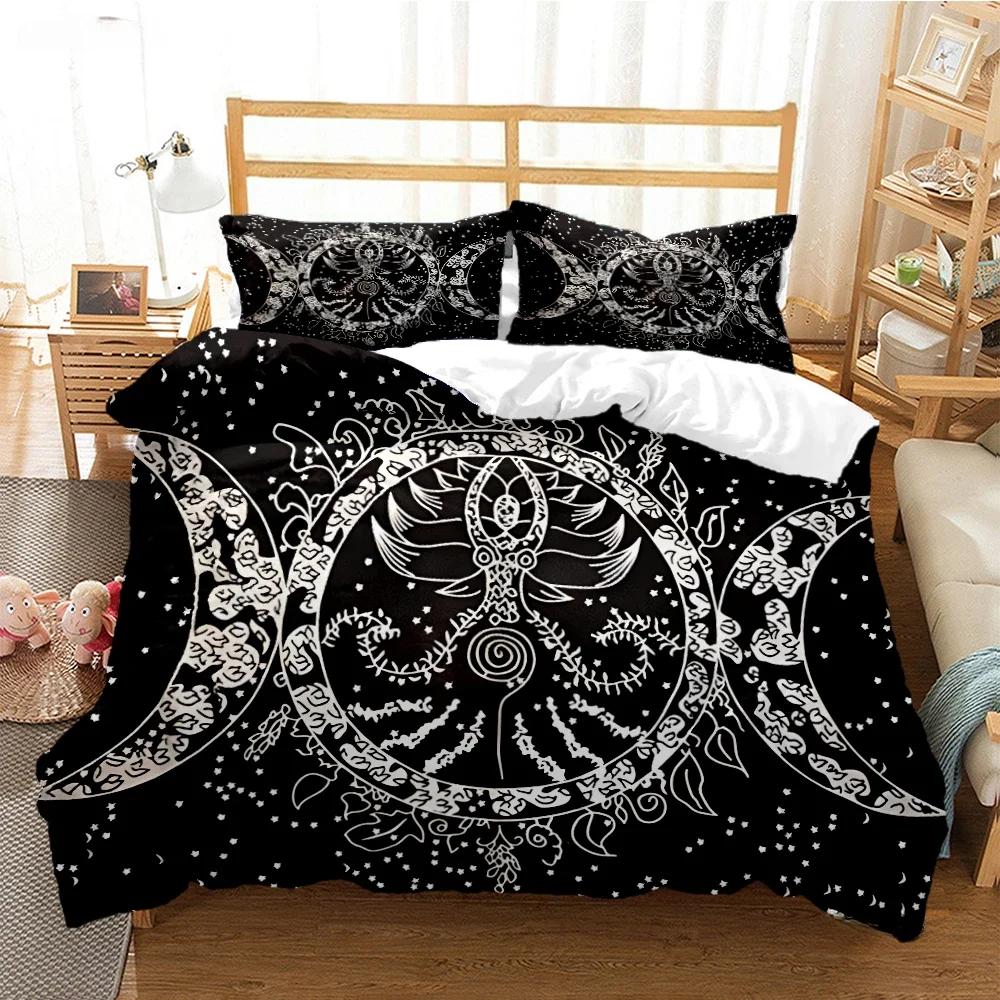 Triple Moon And Pentagram Duvet Cover Comforter Bedding Sets Soft Quilt Cover And Pillowcases For Teens Single/Double/Queen/King