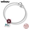 WOSTU 925 Prata Esterlina Colorido Lucky Daisy Flor Charms Contas Fit Original DIY Pulseira Colar Jóias Finas Presentes
