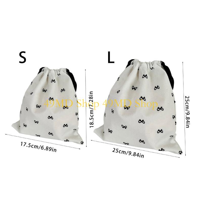49MD Drawstring Bag Small Gift Portable Cosmetic Bag Drawstring Storage Bag Bows Makeup Bag