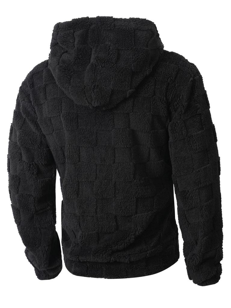 2025 Autumn/Winter Men's Embroidered Fur Hoodie with Drawstring
