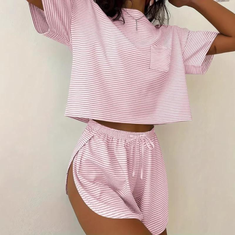 

Summer New Style Fashionable Casual Home Wear Short-sleeved Two-piece Women s Dress Set 2XL