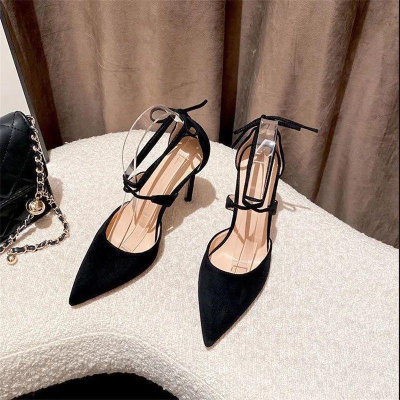 Roman strap high heels women's spring and summer 2025 new design pointed head bag head single shoes thin heel hollow sandals