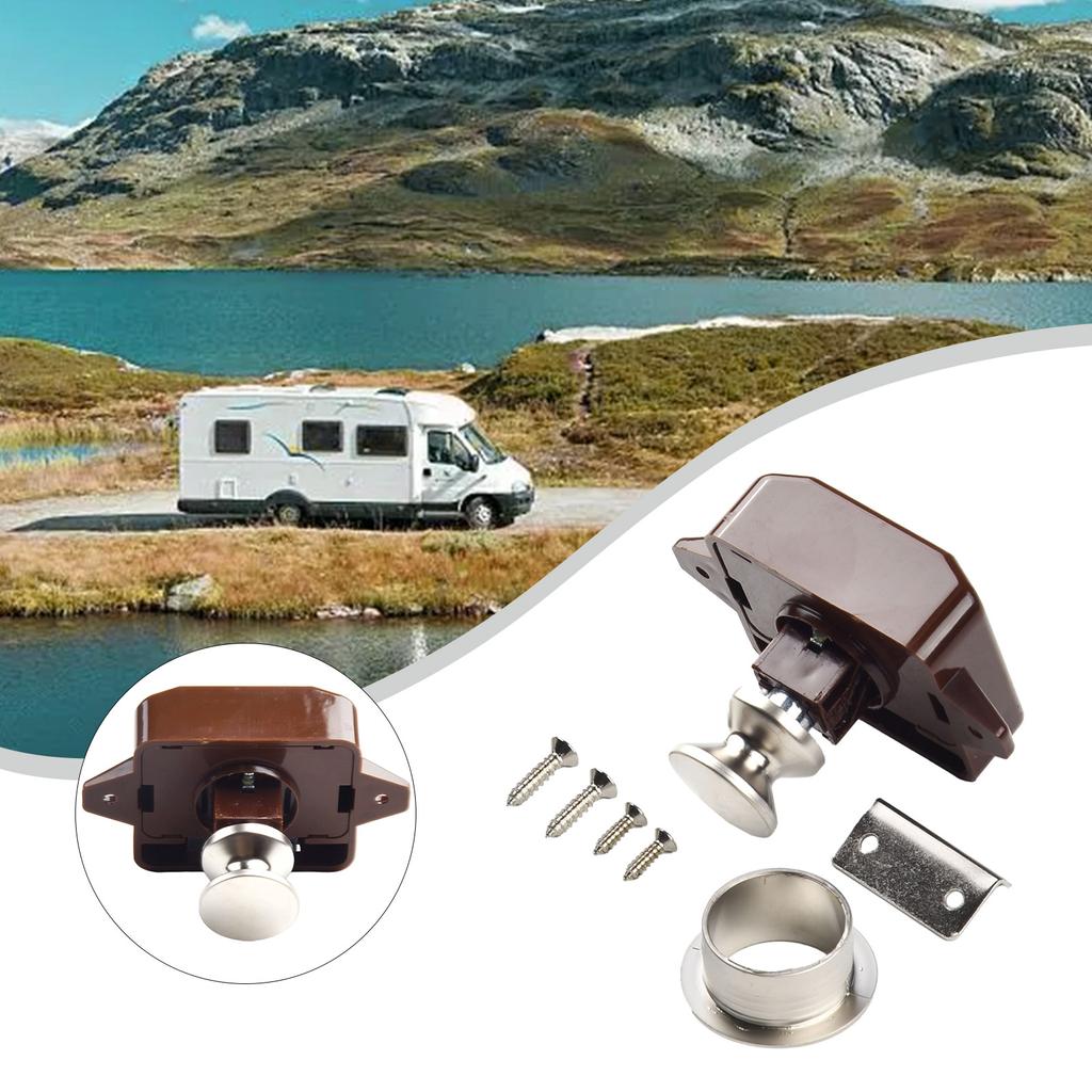Latch Knob Push Button Catch Lock Cupboard Door Motorhome Cabinet Camper Caravan New Type With Handle Button Type Ship, Yacht, R