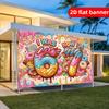 2D Flat Banner Polyester Cartoon Donut Pattern Party Banner Holiday Party Decoration Background Cloth