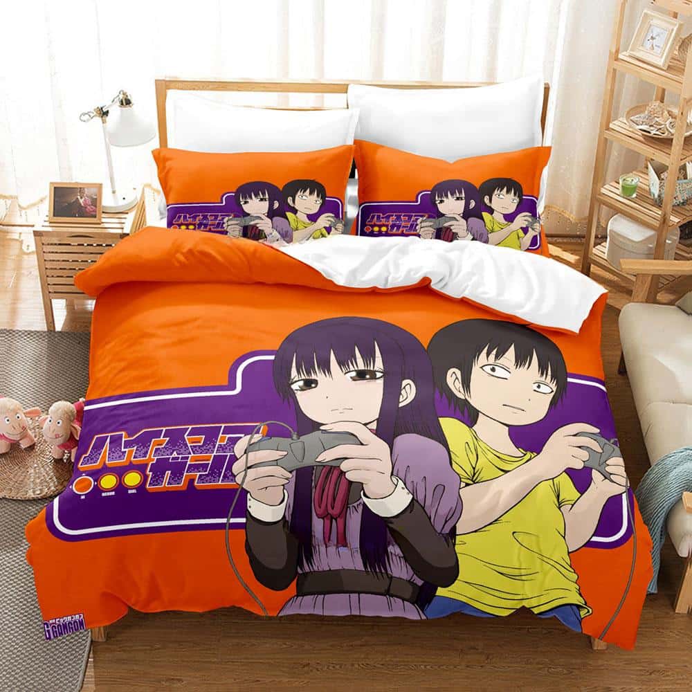 New Kawaii Hi Score Girl Bedding Set Single Twin Full Queen King Size Bed Set Adult Kid Bedroom Duvet cover Sets Girls Anime Bed