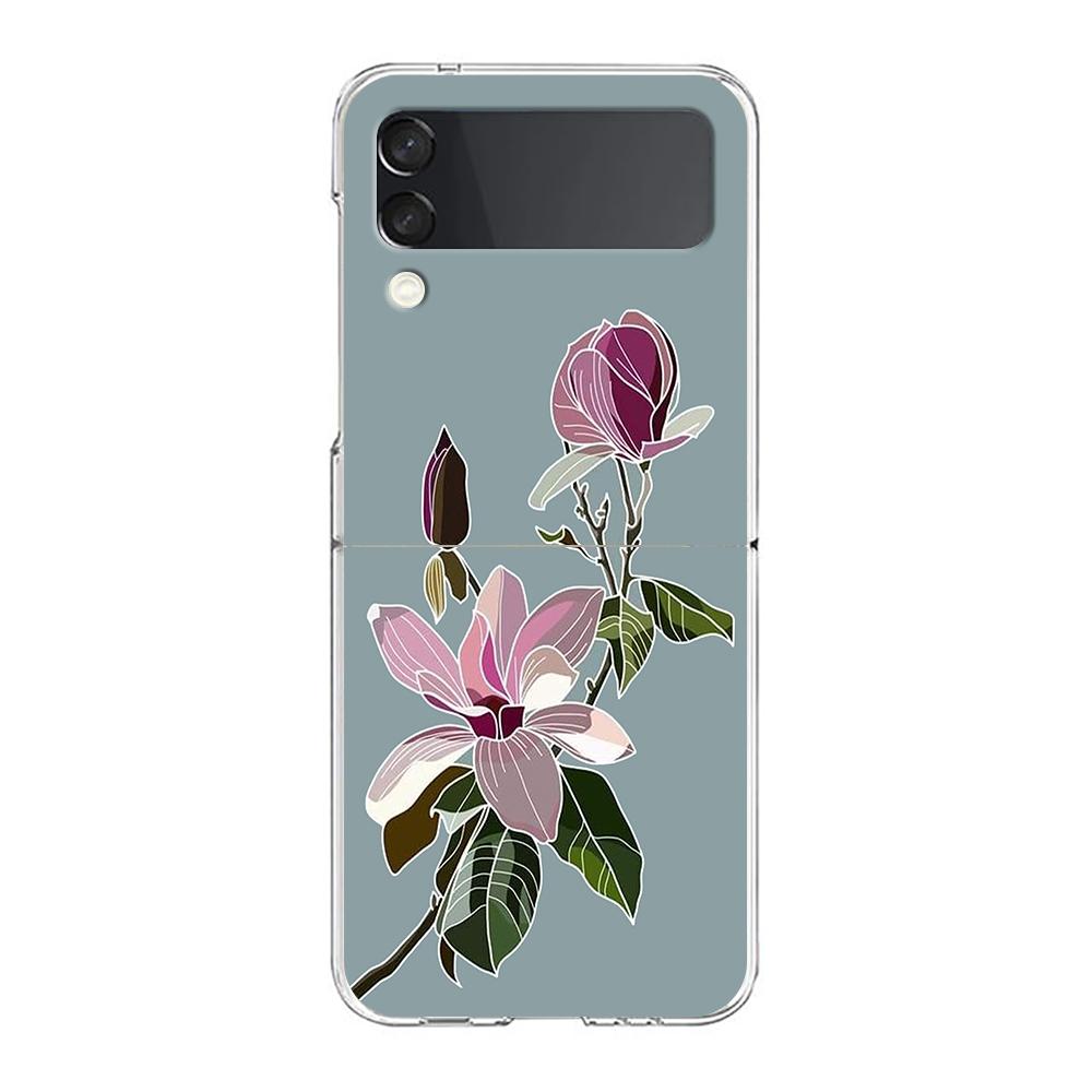 Art Flower Phone Case For Samsung Galaxy Z Flip 7 6 5 4 3 For Samsung Flip7 Flip6 Flip5 Shockproof Dustproof Hard Folding Cover