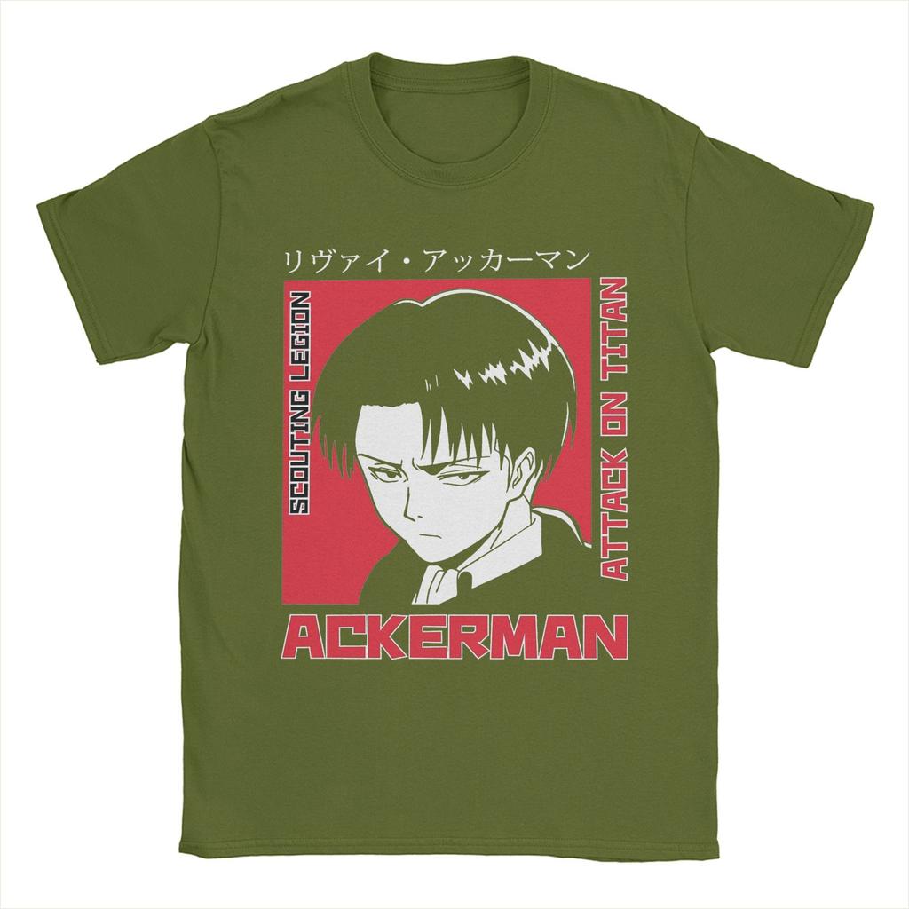 Casual AOT Anime Levied Ackerman T-Shirts Men O Neck Cotton T Shirts  Short Sleeve Tee Shirt