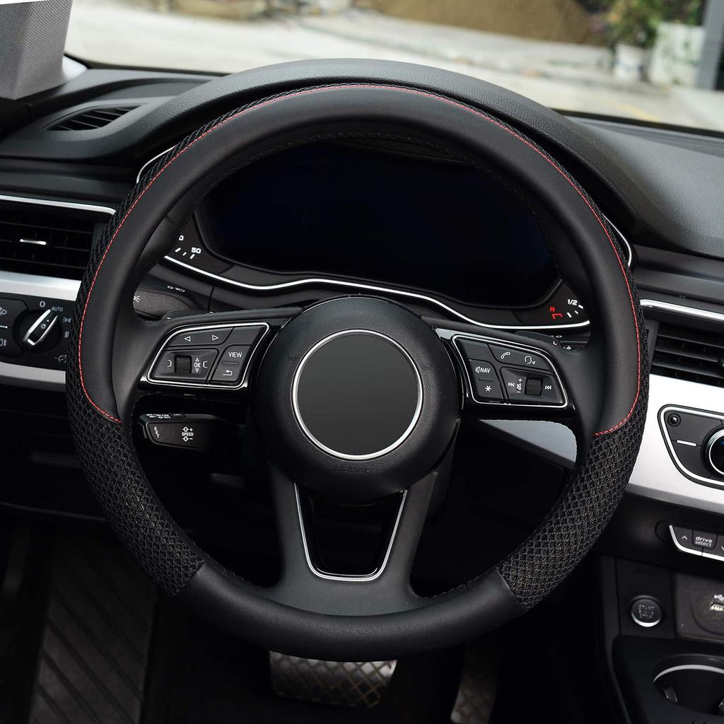 1pc Car Steering Wheel Cover Ice Silk Black For Car