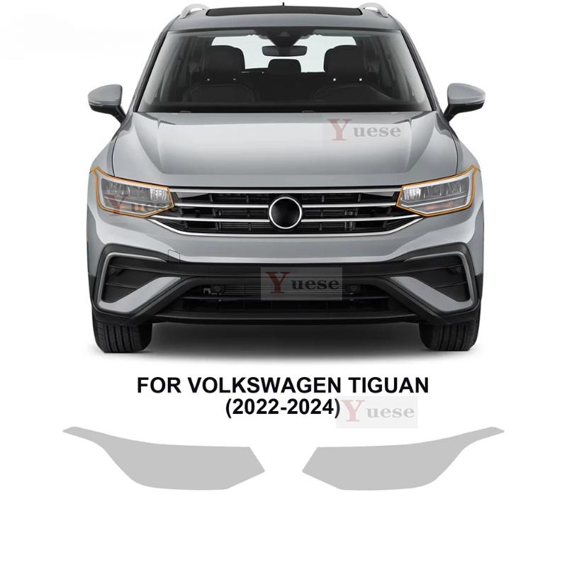 Pour VOLKSWAGEN TIGUAN -2024 2 Pièces Film Protecteur de Phare de Voiture Transparent Fumé Noir Autocollant TPU