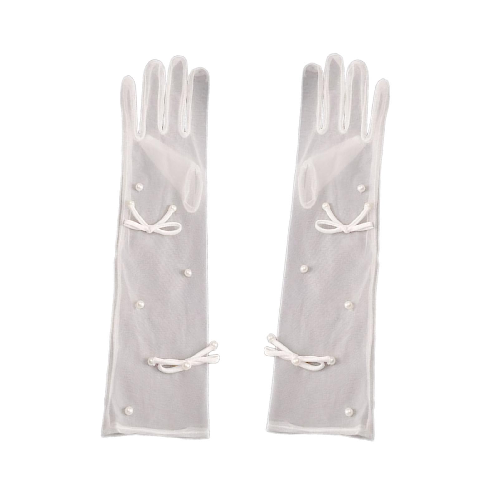 

Вечерние банкетные кружевные перчатки с жемчугом, короткие перчатки для оперы, женские тематические выпускные костюмы для свадебной одежды