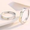 2Pcs Love Heart Electrocardiogram Couple Open Rings For Women Men Lover Black Silver Color Engagement Wedding Valentine'Day Gift