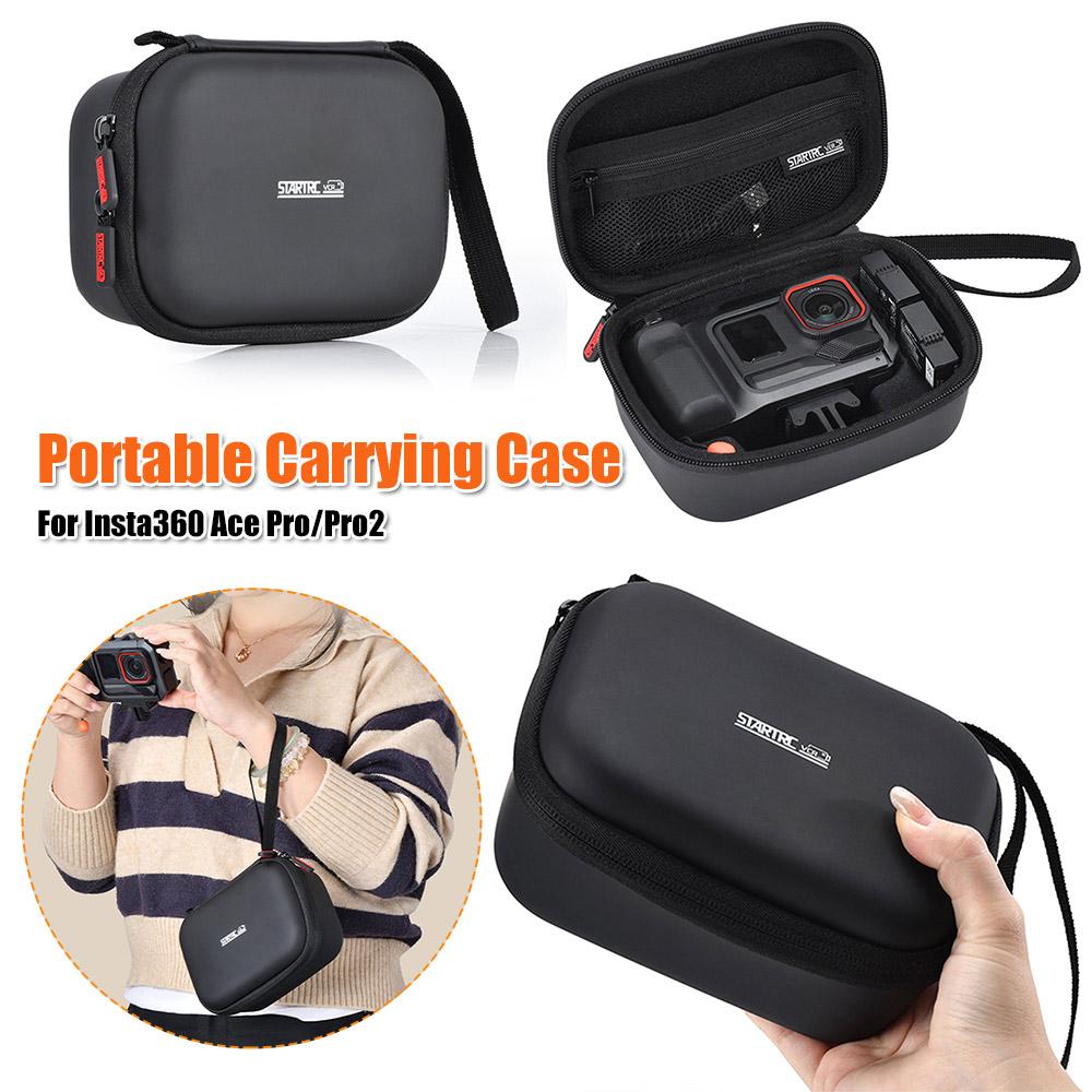 PU Portable Carrying Case Shockproof Hard Shell Travel Storage Case with Wrist Strap for Insta360 Ace Pro 2 Xplorer Grip