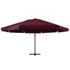 600 Cm Aluminum Mast Sun Umbrella In Burgundy Red