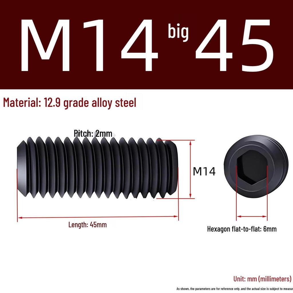 Grade 12.9 Hex Socket Headless Set Screw (M3-M16)