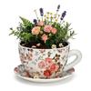 Vase / pot de fleurs (tasse) - EDEN - 15x20 cm - Céramique - Motif floral - Rose