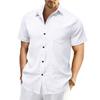 Men'S Fashion Collar Solid Color Shirt Casual Short Sleeved Top