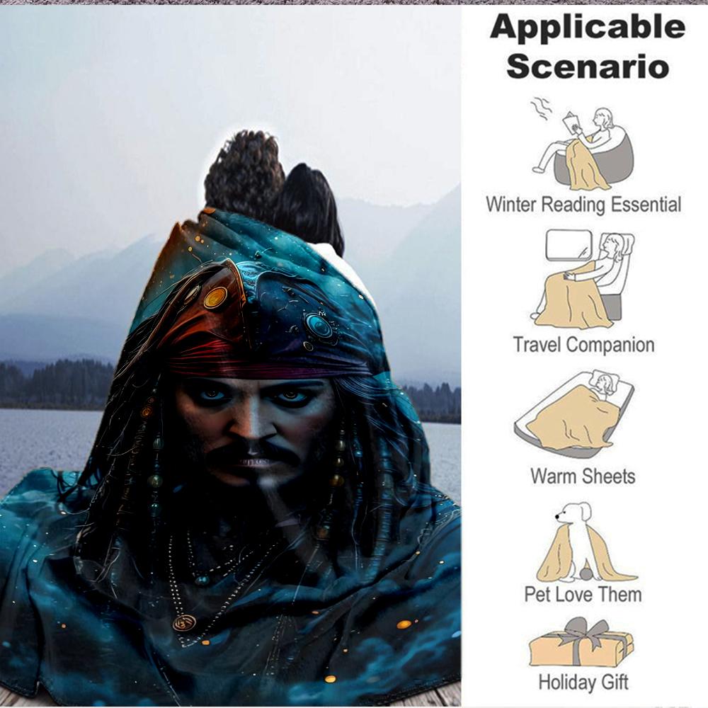 1Pc Pirate'S Fiery Adventure Blanket Soft And Comfortable Casual Warm Camping Travel Christmas Halloween Xmas Gift M924479
