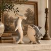 Whimsical Home Accents Funny Shark Duo Figurine, Resin Standing Desk Ornament for Office Accessories Living Room Bedroom Table Decor, Cute Collectible