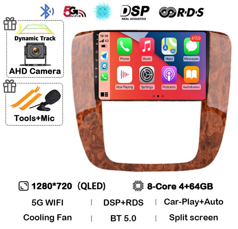 Android 14 Carplay Auto WIFI+4G For GMC Yukon Chevrolet Tahoe Suburban 2007-2012 GPS Car Radio Multimedia Video Player Stereo