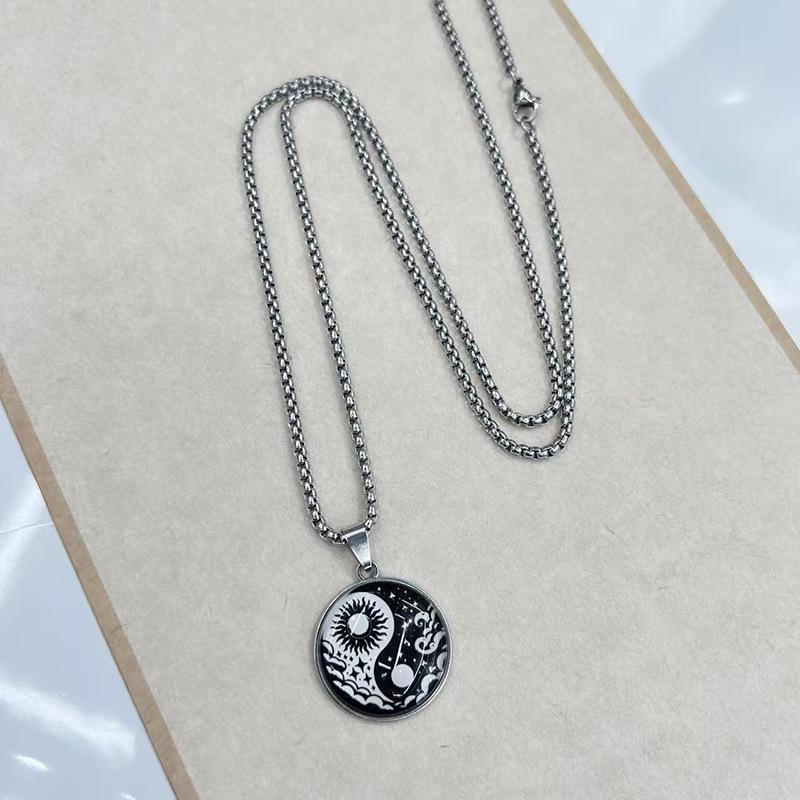 Retro Tai Chi Bagua Titanium Steel Pendant Necklace for Men and Women - Lucky & Versatile Accessory