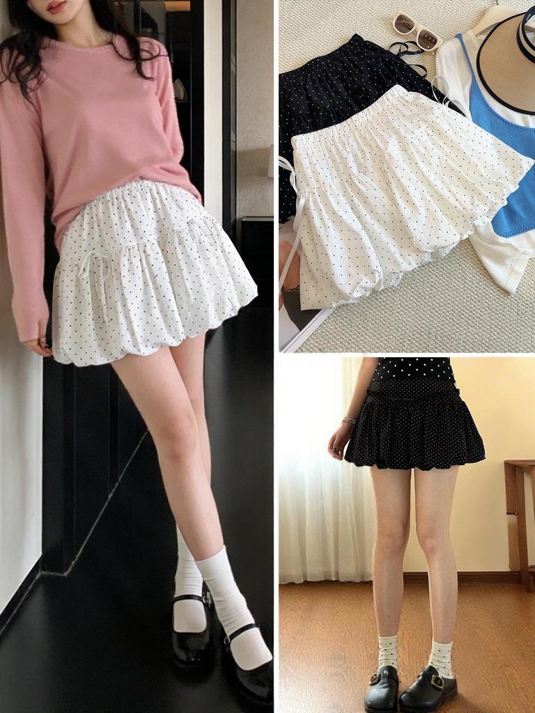 Women's 2026 Summer High-Waisted Polka Dot Anti-Exposure Slim Skirt
