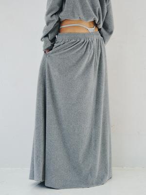 Peullijeupeulojegteu Terry Maxi Skirt, Gray