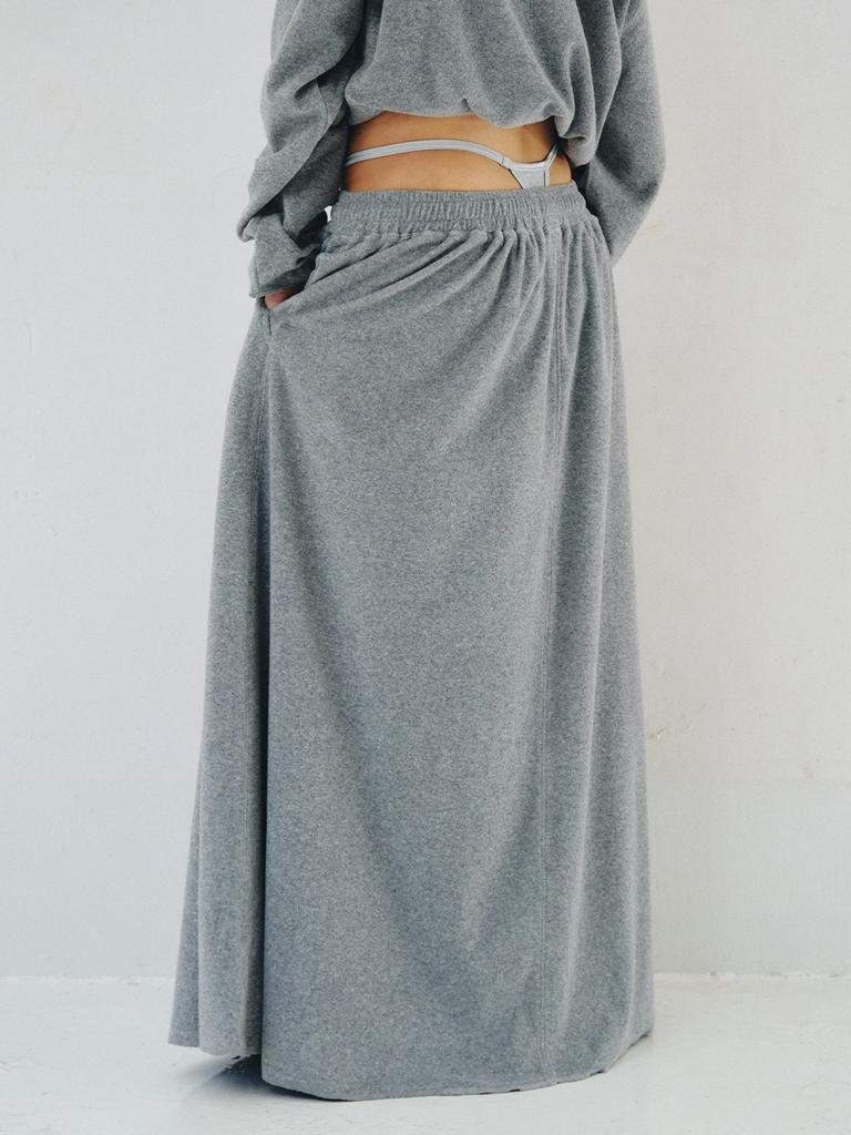 Peullijeupeulojegteu Terry Maxi Skirt, Gray