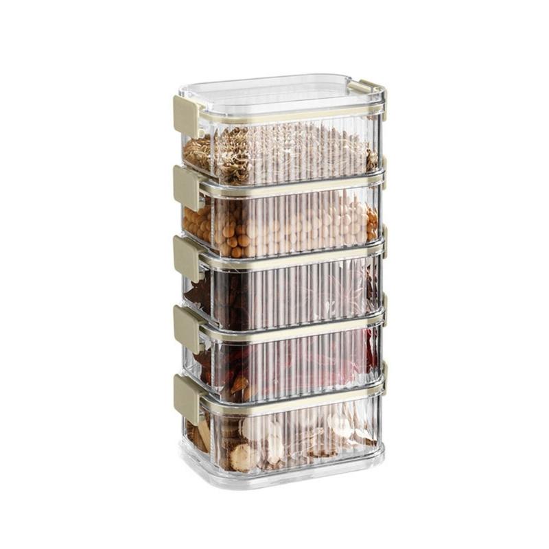 Space Efficient Spice Organiser Leakproof Stackable Container Transparent Kitchen Storage Box For Herbs Seasonings Salt