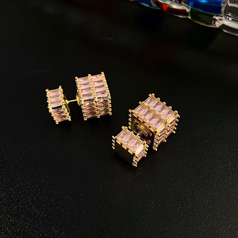 Этнические многоцветные серьги-пусеты в виде полых круглых шариков с цирконовой инкрустацией