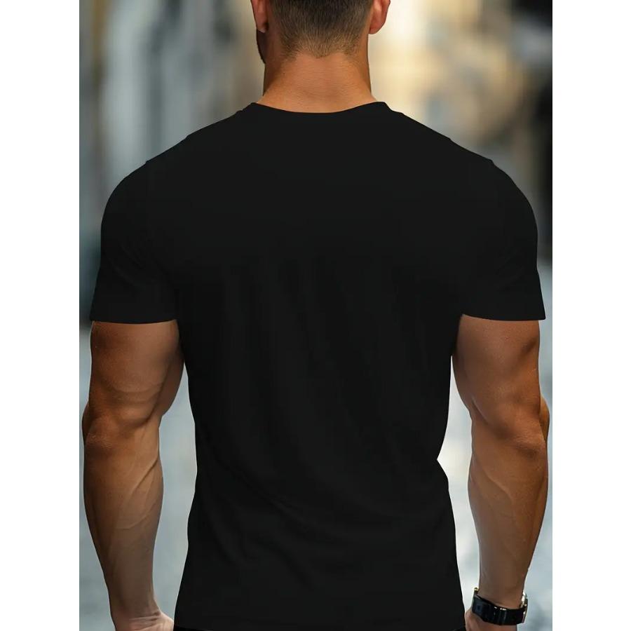 Creative Print Men's Fashionable Summer Crew Neck Short Sleeve Sports T-shirt, Comfortable And Versatile