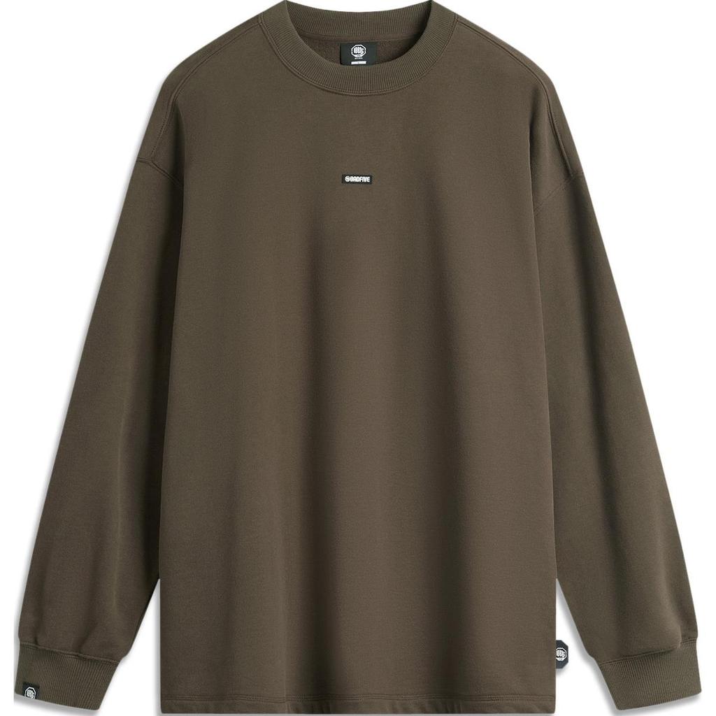 Li Ning Badfive Letter Print Loose Sweatshirt Men Sweatshirt Slate-Brown AWDUB91-1