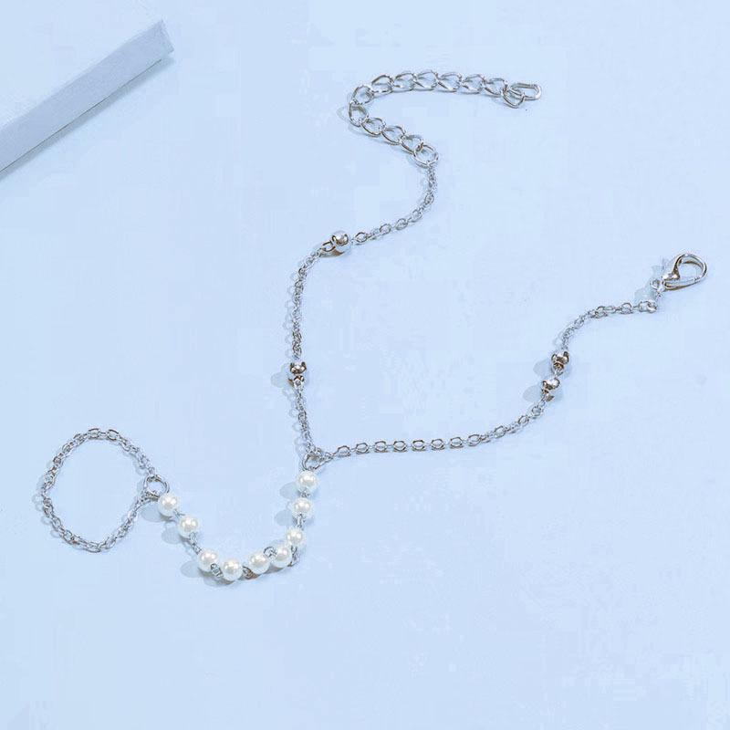 Fashion Women's Elegant Temperament Copper Bead Chain Accessories, Simple Pearl Finger Bracelet